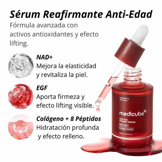 Sérum reafirmante antiedad con NAD+ y EGF – Efecto lifting & luminosidad.