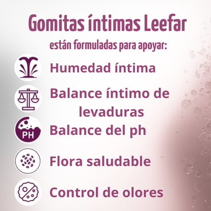 Gomitas probióticas femeninas para equilibrio del ph e hidratación.