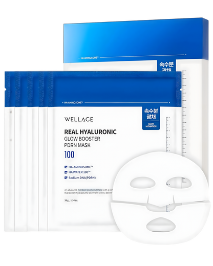 Mascarilla glow booster con acido hialuronico y PDRN (5 und.)